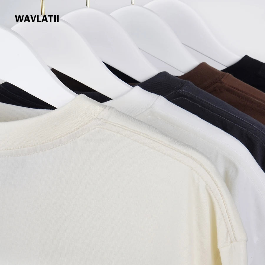 Camiseta oversize WAVLATII blanca y negra para mujer, moda femenina, camisetas casuales de talla grande, tops de verano para mujer, estilo urbano WT2599