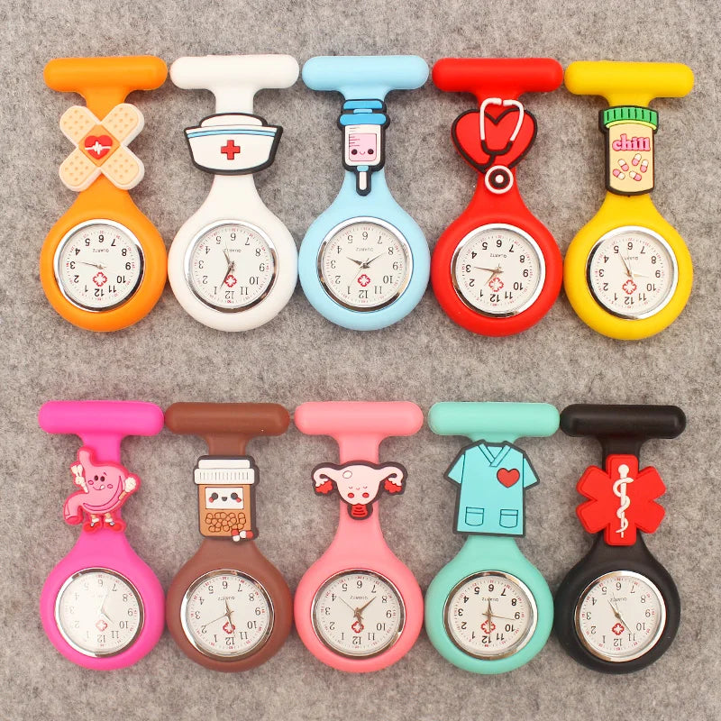 Unisex Hospital Nurse Doctor Solid Silicone FOB Pocket Watches Fashion Hospital Medical Brooch Pins Pandant Gift Clock
