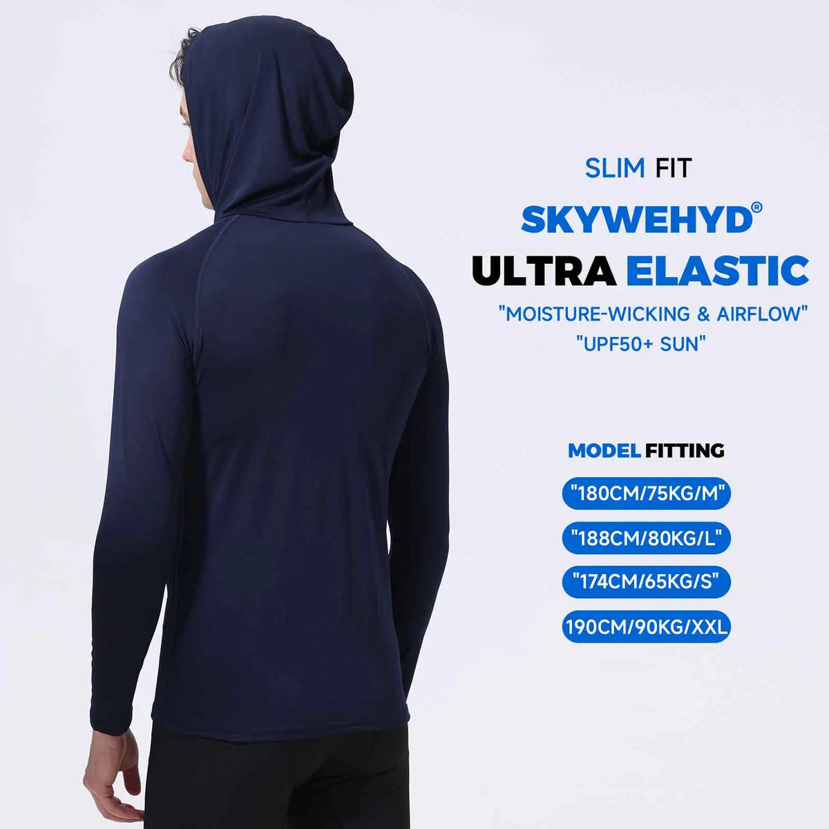 Sudadera deportiva de manga larga para hombre, camisa de pesca con protección solar UV UPF 50+, ajuste elástico, con máscara facial integrada