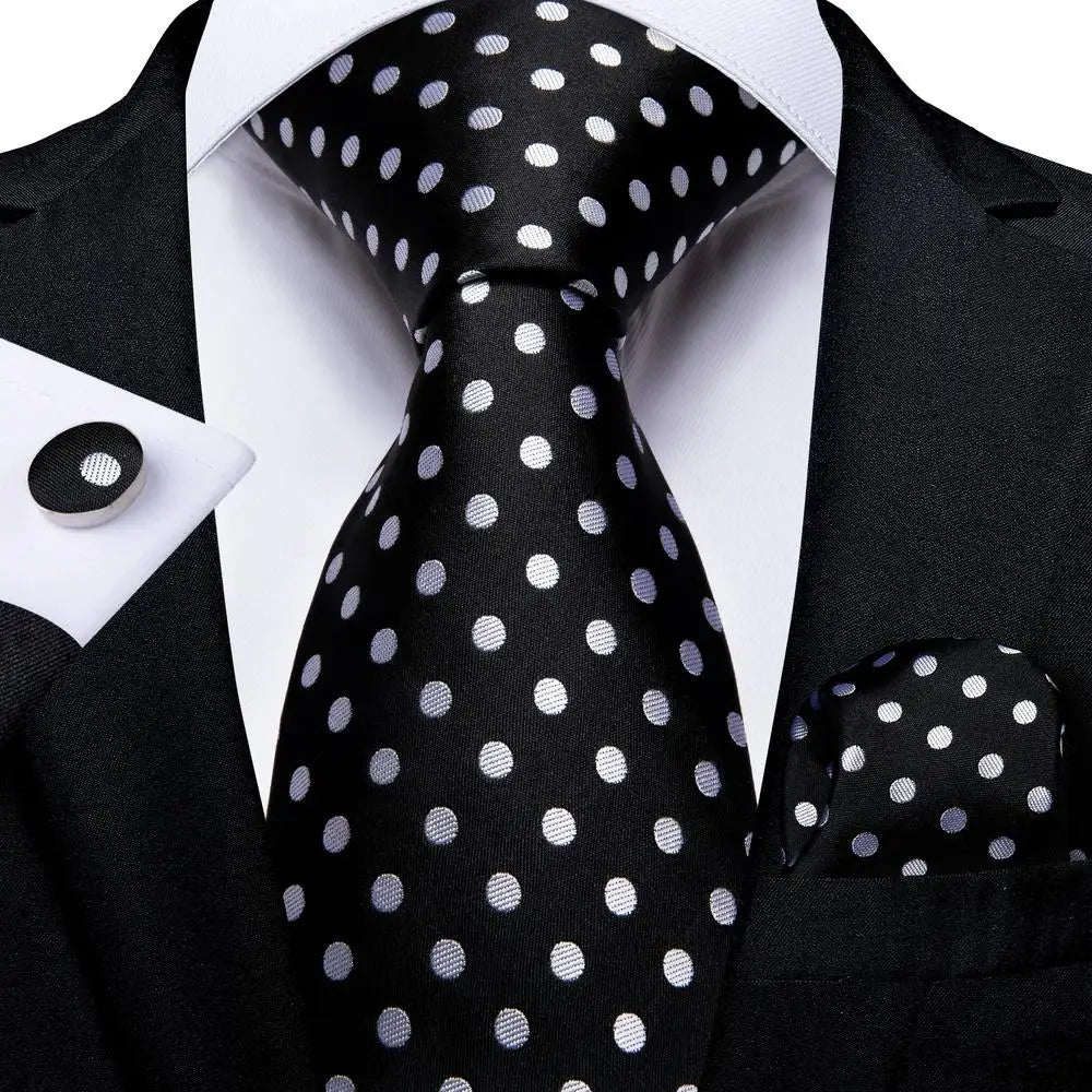 Black Floral Wedding Tie For Men Handky Cufflink Elegant Necktie For Men Fashion Designer Business Party Dropshiping silk