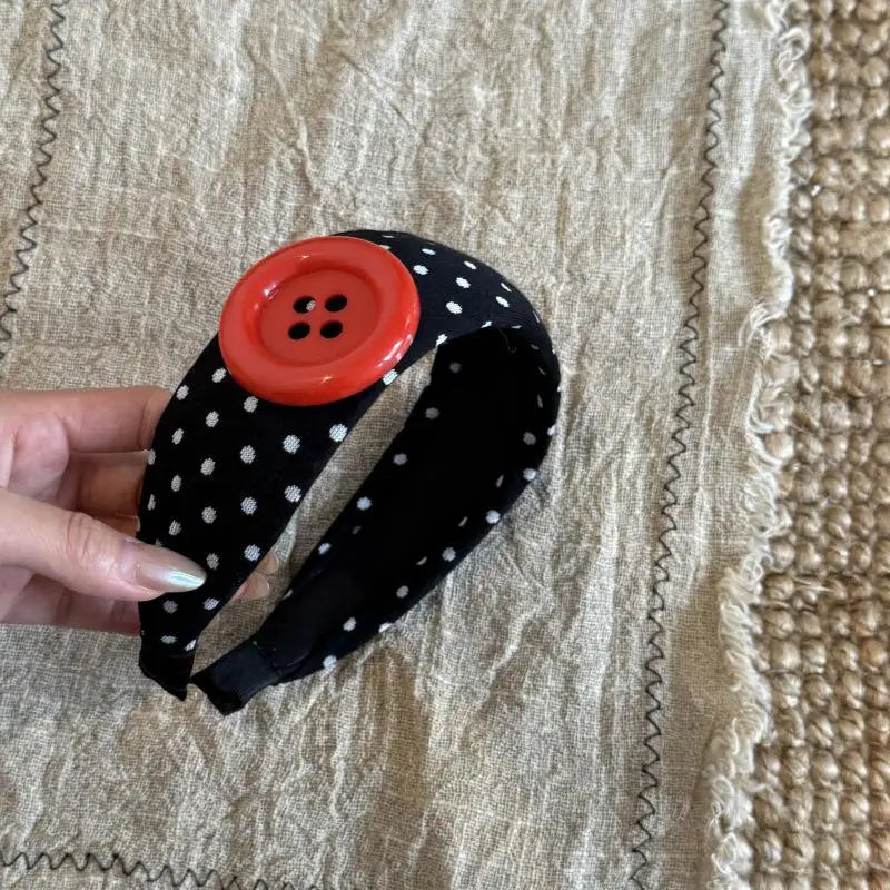 Y2K Wide Polka Dot Hairband Vintage Colorful Large Button Design Sweet Girls Hair Accessory Daily Street Party Hair Ornament