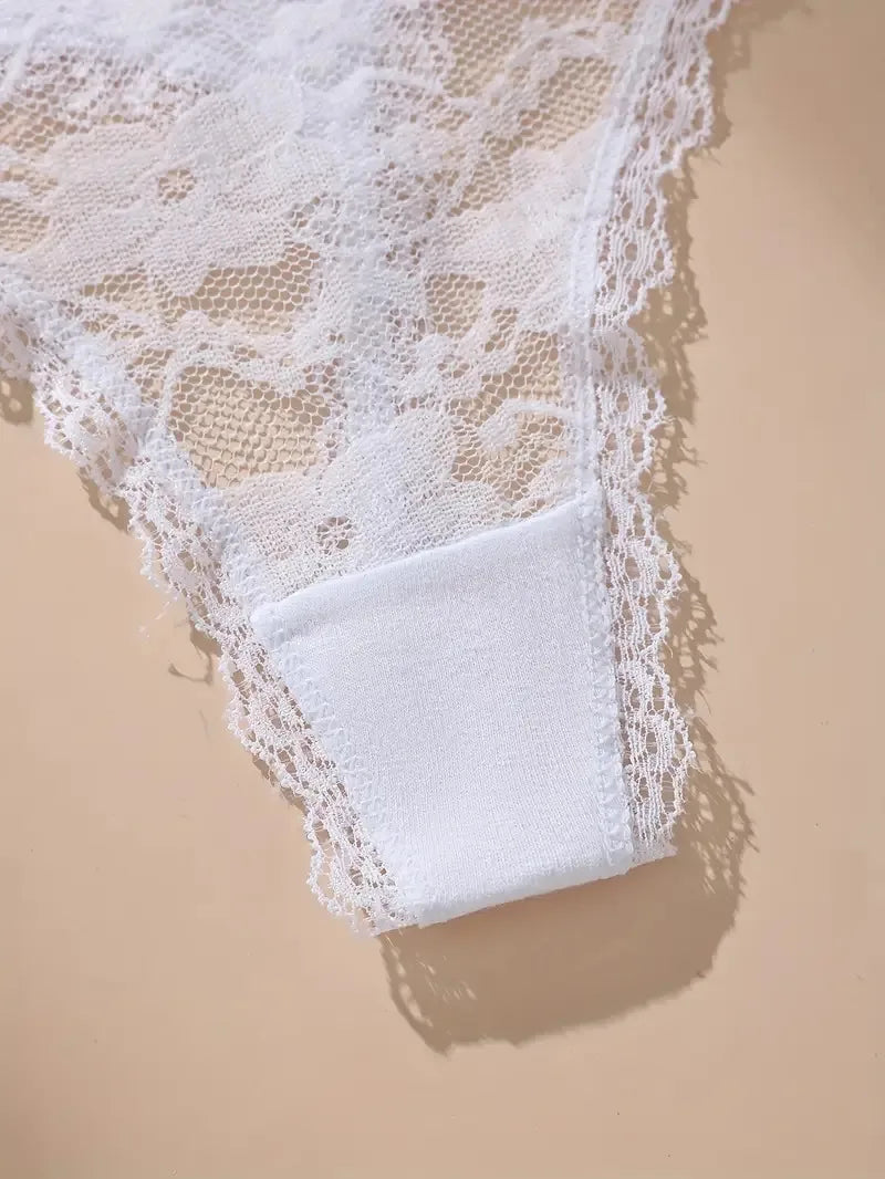 5Pcs Women Thongs Sexy Lace Panties Low Waist Underwear Girls Briefs G-String Breathable Ladies Panty White Female Lingerie S-XL